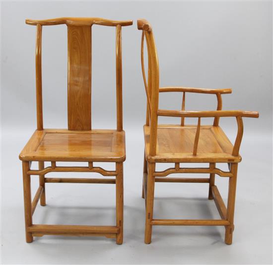 A set of eight Chinese softwood dining chairs,